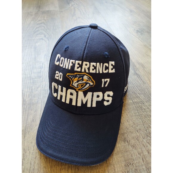 Nashville Predators 2017 Conference Champions Dark Blue Hat Snapback Hockey NHL - Picture 4 of 8